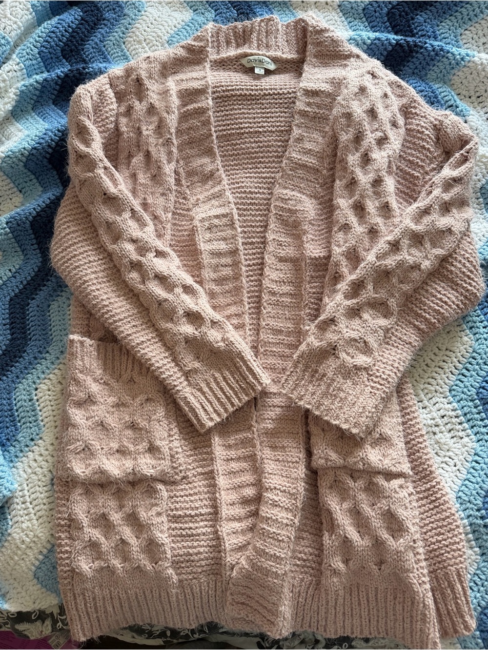 Dusty Rose Cable Knit Cardigan
